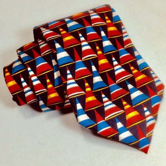 Gucci Red Blue White Nautical Silk Tie - Italy - Picture 1 of 10